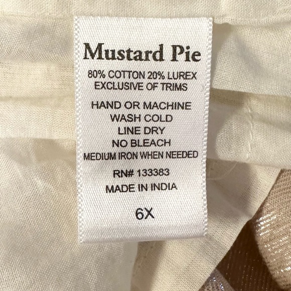 Mustard Pie Dress in Blush shiny lame’ and soft cotton ivory  Girls size 6x - Picture 5 of 9